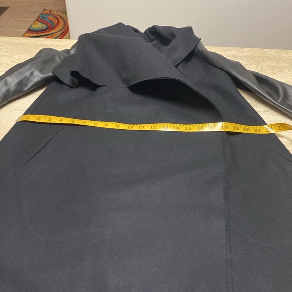 ALL SAINTS Asymmetrical Wool Coat, leather sleeves, Great Condition, see photos - Picture 10 of 15